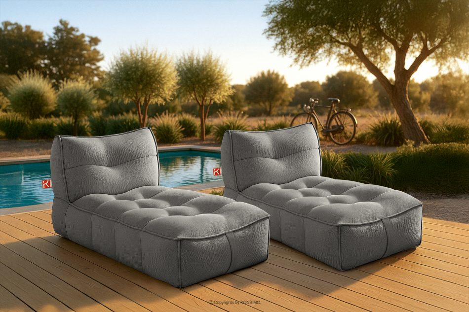 LOVIA Pohodlné záhradné lehátko z tkanej vonkajšej látky čierna/biela čierna/biela - obrázok 19