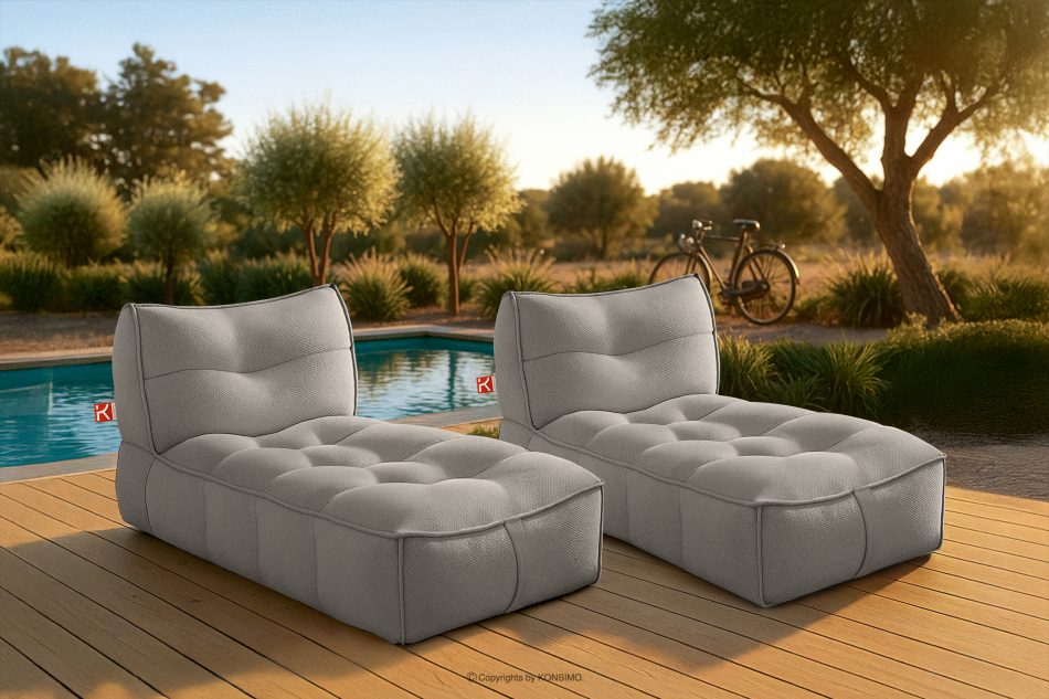 LOVIA Mäkká záhradná lehátka z tkanej vonkajšej látky, 2 ks, tmavo sivá/biela tmavo sivá/biela - obrázok 20