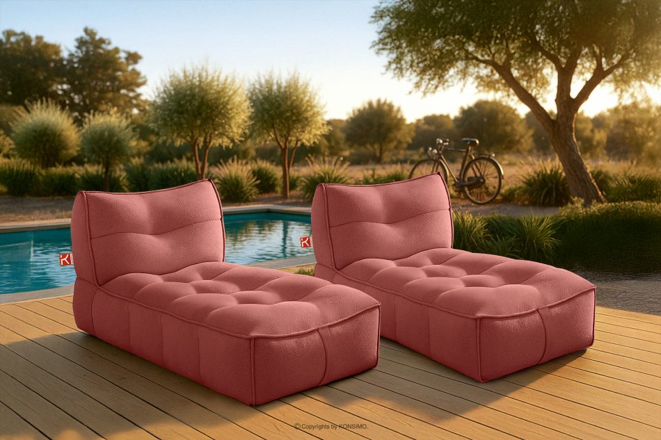 LOVIA Pohodlné záhradné lehátko z tkanej vonkajšej látky, 2 ks, červená/biela červená/biela - obrázok 20