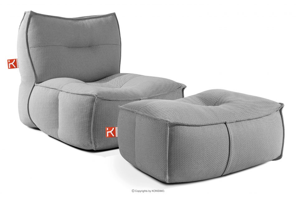 LOVIA Pohodlné záhradné kreslo a taburetka z tkanej vonkajšej látky čierna/biela čierna/biela - obrázok 0