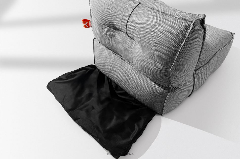 LOVIA Pohodlné záhradné kreslo a taburetka z tkanej vonkajšej látky čierna/biela čierna/biela - obrázok 11