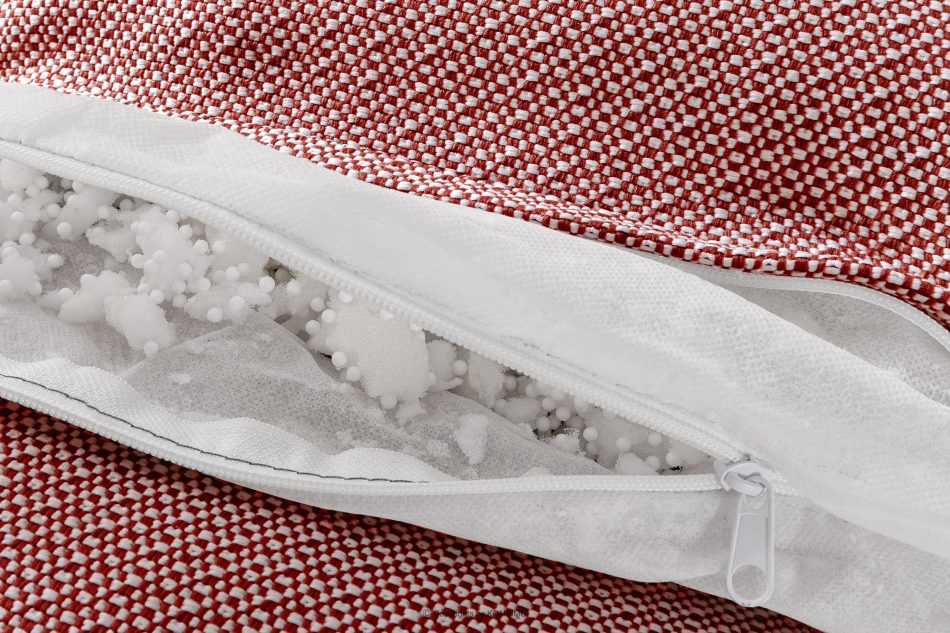 LOVIA Pohodlné záhradné kreslo a taburetka z tkanej vonkajšej látky červená/biela červená/biela - obrázok 13