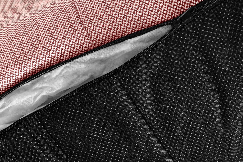 LOVIA Pohodlné záhradné kreslo a taburetka z tkanej vonkajšej látky červená/biela červená/biela - obrázok 21