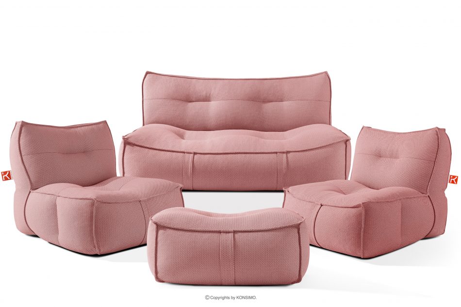 LOVIA Sada záhradného nábytku z tkanej vonkajšej látky červená/biela červená/biela - obrázok 0