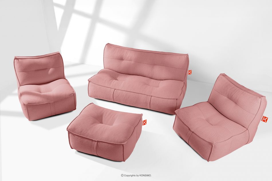 LOVIA Sada záhradného nábytku z tkanej vonkajšej látky červená/biela červená/biela - obrázok 1