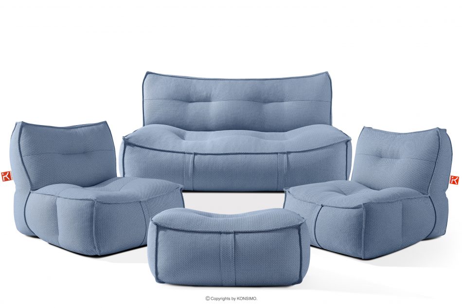 LOVIA Sada záhradného nábytku z tkanej vonkajšej látky tmavomodrá/biela tmavo modrá/biela - obrázok 0