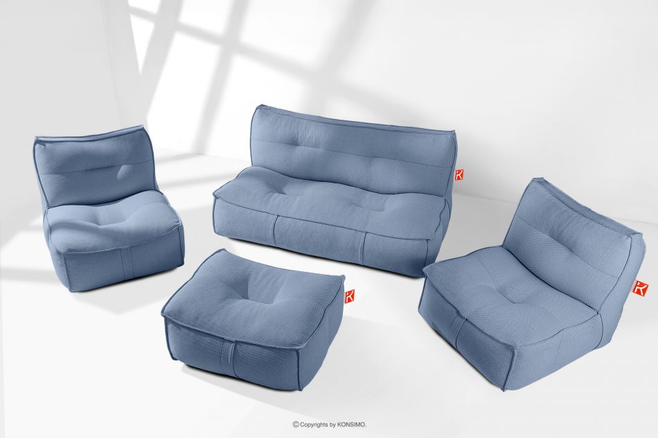 LOVIA Sada záhradného nábytku z tkanej vonkajšej látky tmavomodrá/biela tmavo modrá/biela - obrázok 1