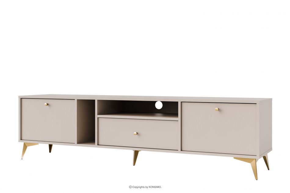 FLOREN Krémová skrinka pod televízor na zlatých nožičkách krémová/zlatá - obrázok 0