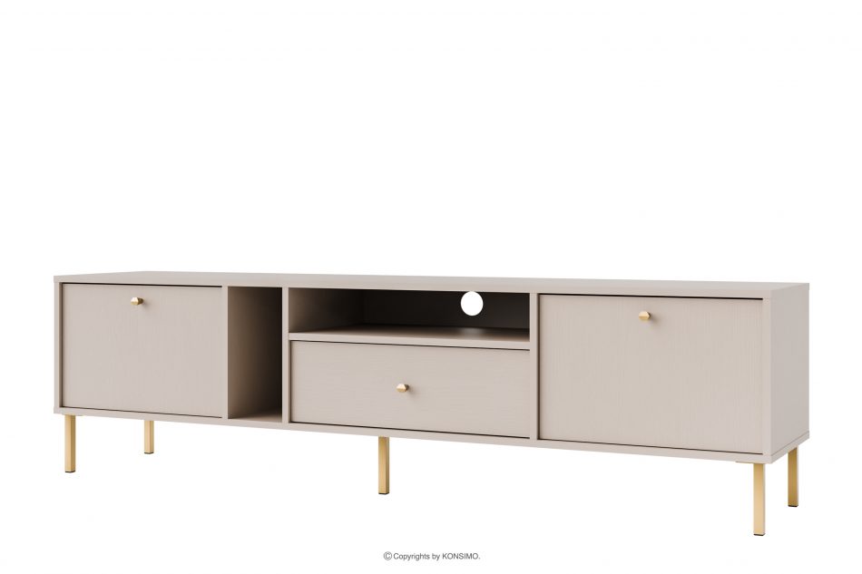 FLOREN Skrinka pod televízor na zlatých nožičkách krémová krémová/zlatá - obrázok 0