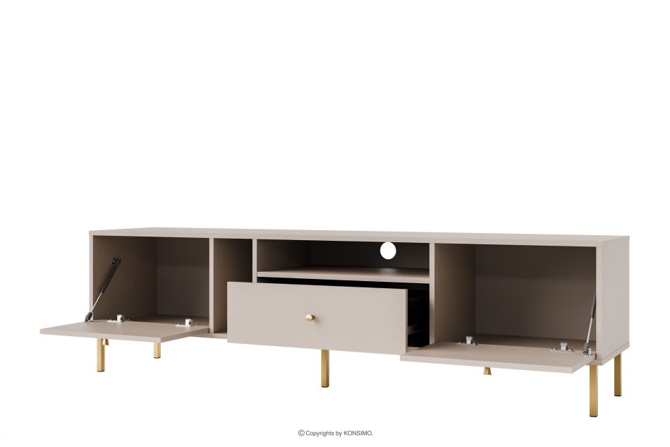 FLOREN Skrinka pod televízor na zlatých nožičkách krémová krémová/zlatá - obrázok 2