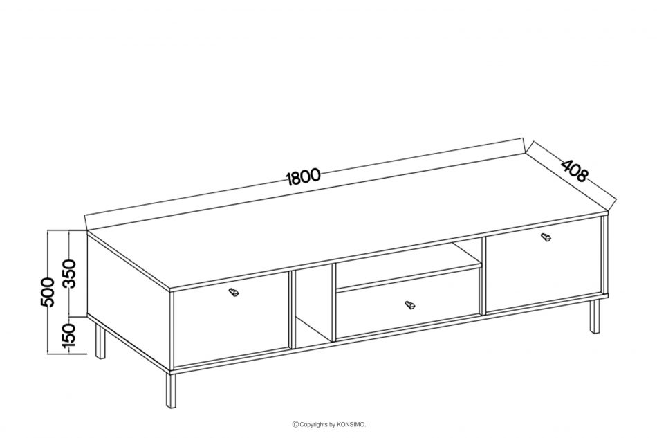 FLOREN Skrinka pod televízor na zlatých nožičkách krémová krémová/zlatá - obrázok 5