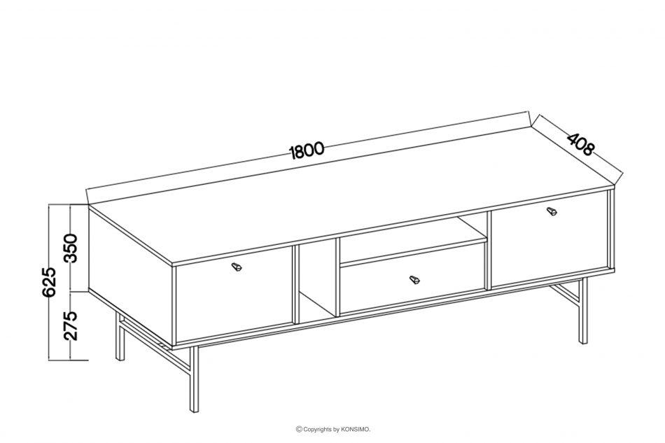 FLOREN Moderná skrinka pod televízor na vysokých nožičkách krémová/zlatá krémová/zlatá - obrázok 5