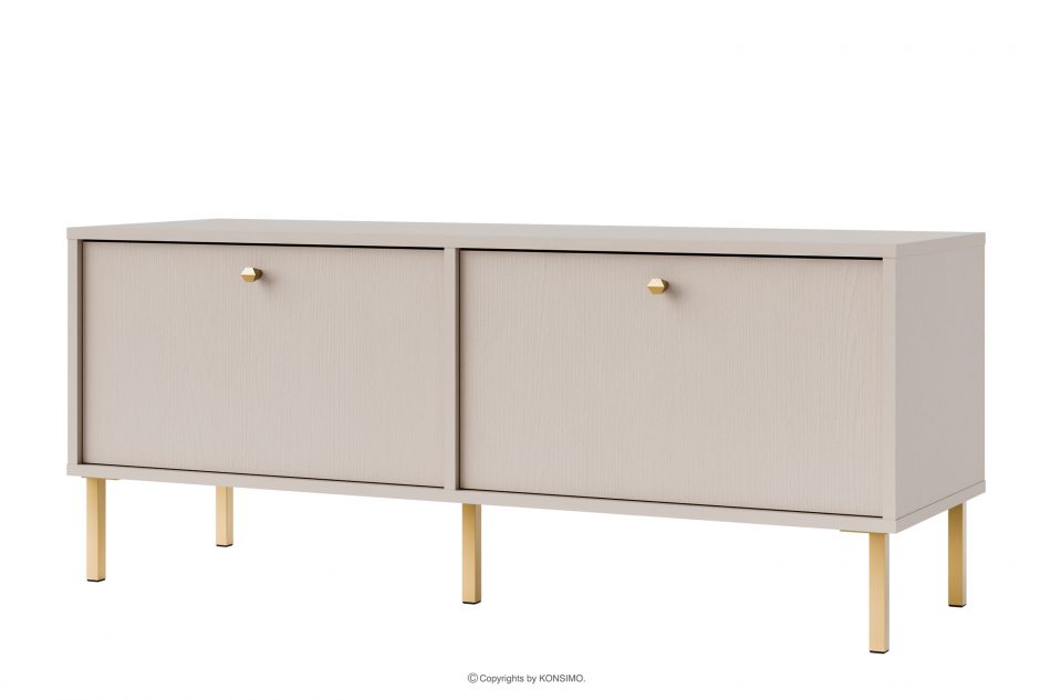 FLOREN Skrinka pod televízor na zlatých nožičkách krémová krémová/zlatá - obrázok 0