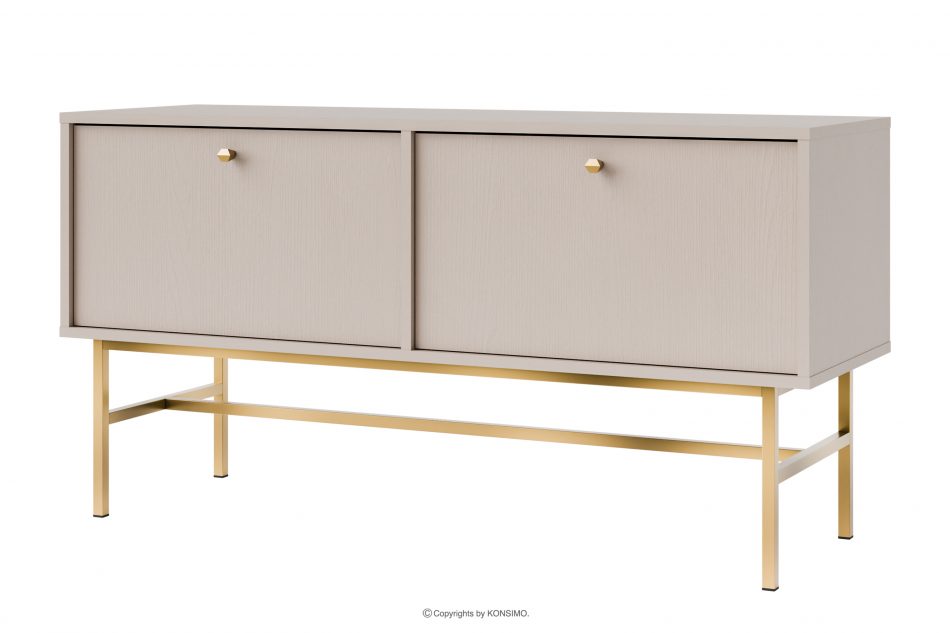 FLOREN Moderná skrinka pod televízor na vysokých nožičkách krémová/zlatá krémová/zlatá - obrázok 0