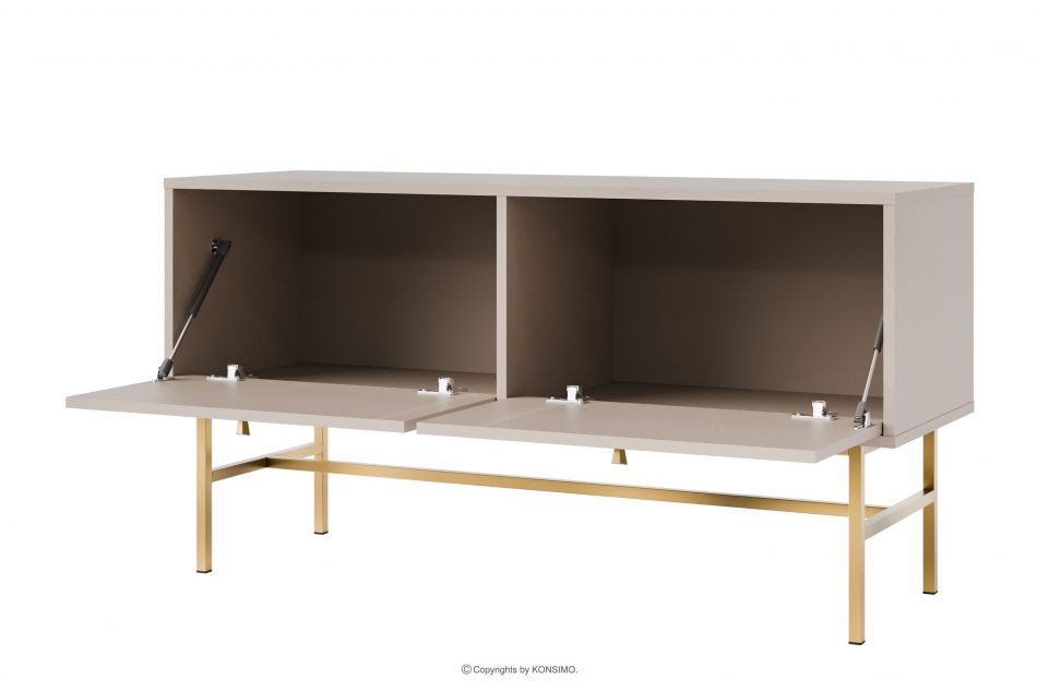 FLOREN Moderná skrinka pod televízor na vysokých nožičkách krémová/zlatá krémová/zlatá - obrázok 2