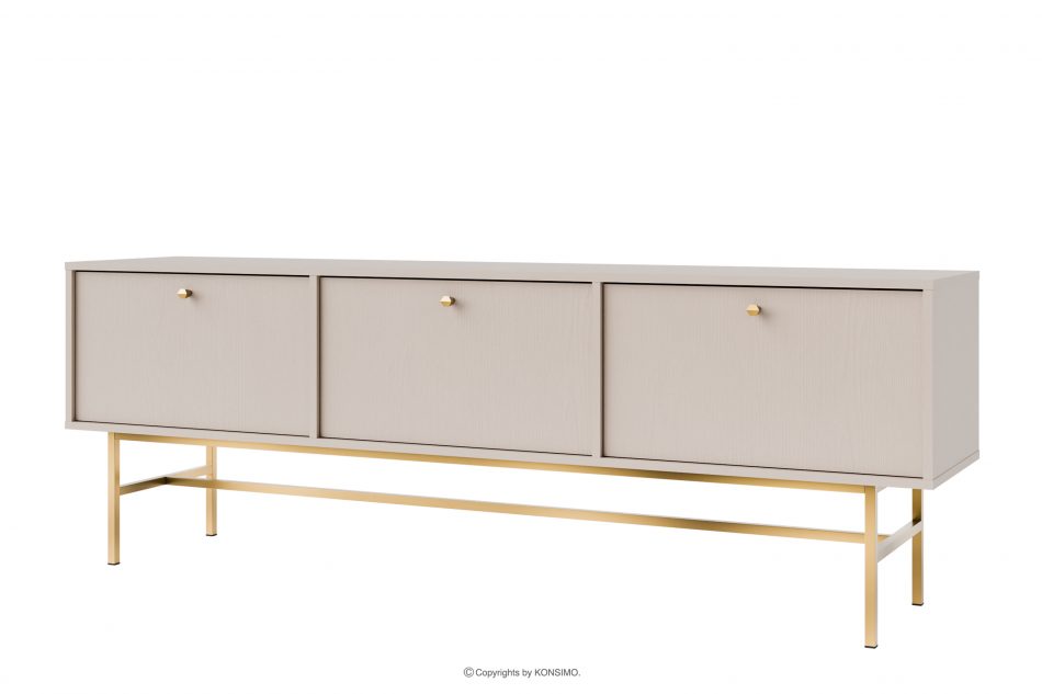 FLOREN Široká skrinka na televízor na vysokých nožičkách krémová/zlatá krémová/zlatá - obrázok 0