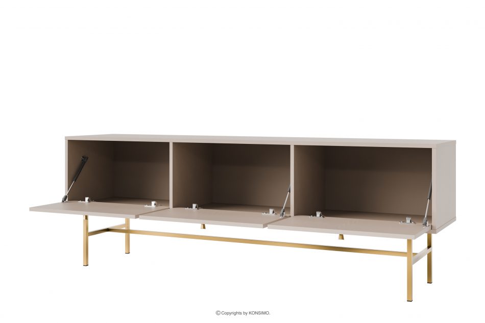 FLOREN Široká skrinka na televízor na vysokých nožičkách krémová/zlatá krémová/zlatá - obrázok 2