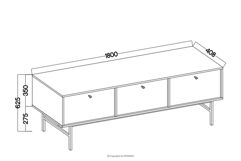 FLOREN Široká skrinka na televízor na vysokých nožičkách krémová/zlatá krémová/zlatá - obrázok 5