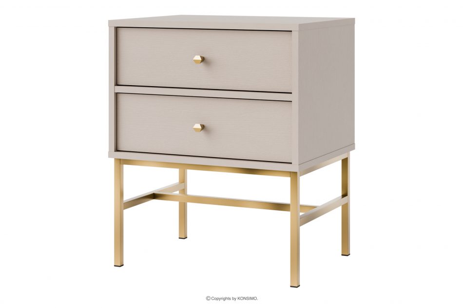 FLOREN Moderný nočný stolík na vysokých nožičkách krémový/zlatý krémová/zlatá - obrázok 0
