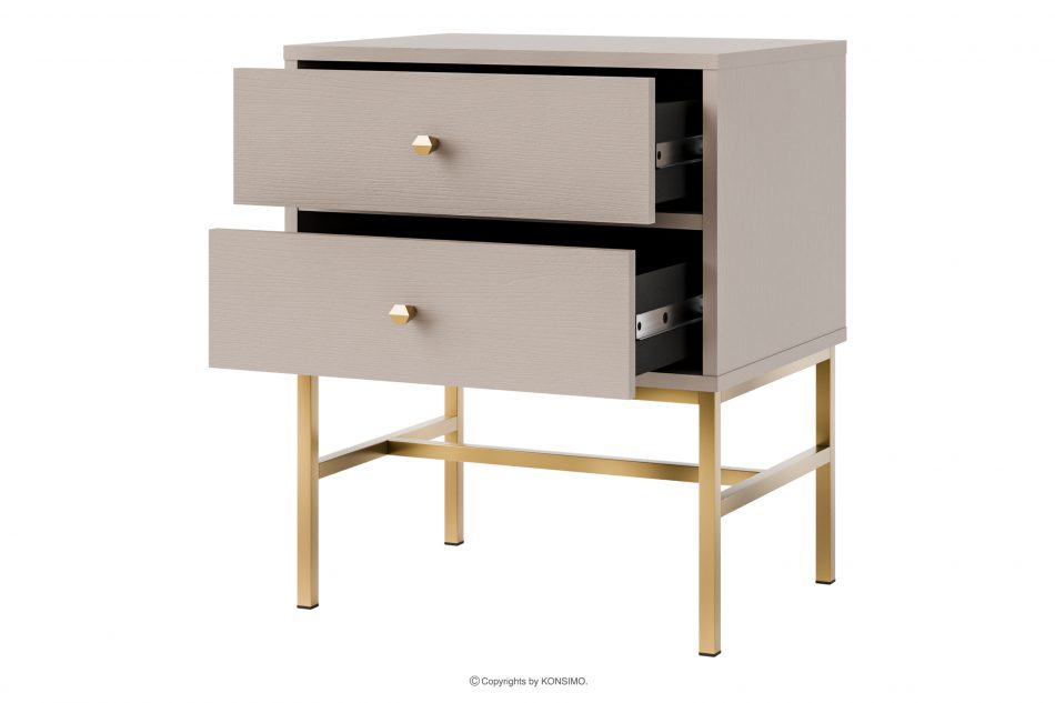 FLOREN Moderný nočný stolík na vysokých nožičkách krémový/zlatý krémová/zlatá - obrázok 2