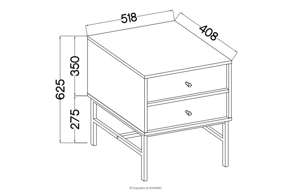 FLOREN Moderný nočný stolík na vysokých nožičkách krémový/zlatý krémová/zlatá - obrázok 5