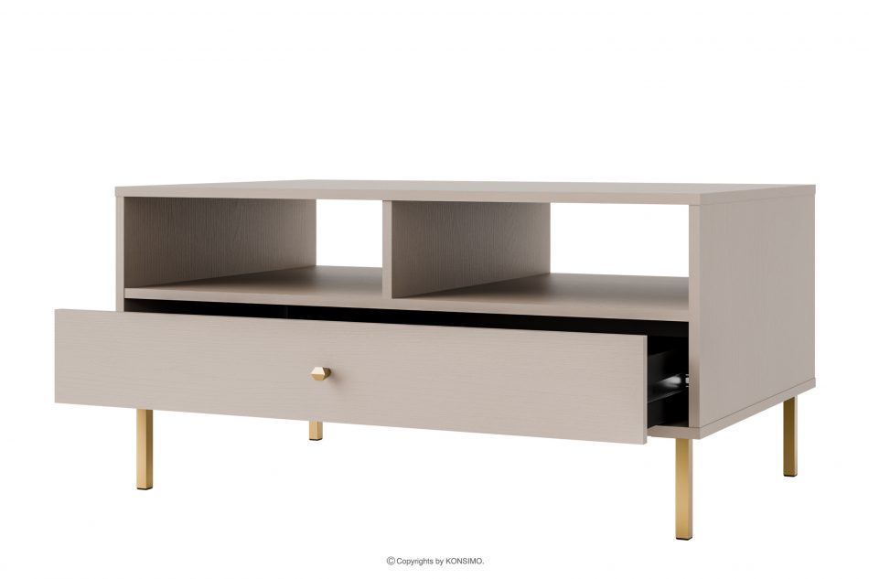 FLOREN Konferenčný stolík na zlatých nožičkách krémový krémová/zlatá - obrázok 2