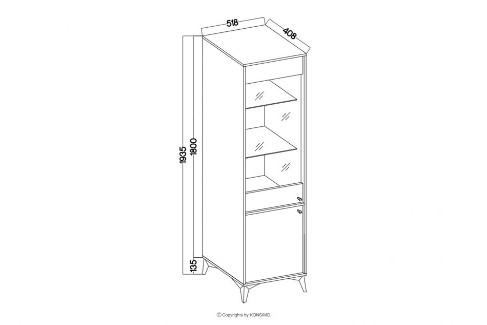 FLOREN Krémová vitrína na zlatých nohách krémová/zlatá - obrázok 5