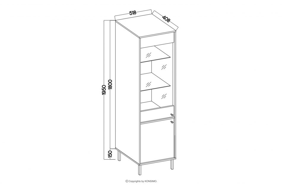 FLOREN Vitrína na zlatých nohách krémová krémová/zlatá - obrázok 4