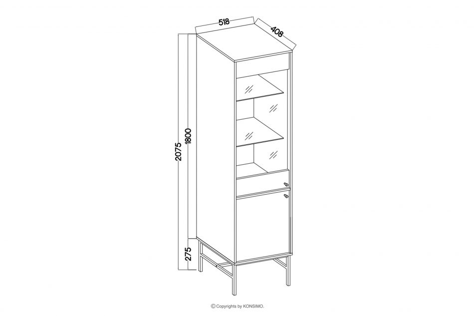 FLOREN Moderná vitrína na vysokých nohách krémová/zlatá krémová/zlatá - obrázok 5