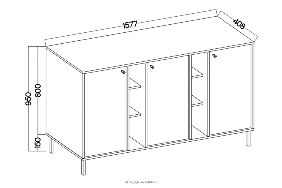 FLOREN Komoda na zlatých nohách krémová krémová/zlatá - obrázok 5