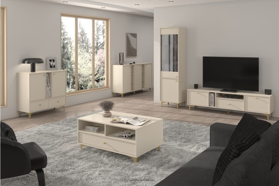 FLOREN Malá komoda na zlatých nohách krémová krémová/zlatá - obrázok 4