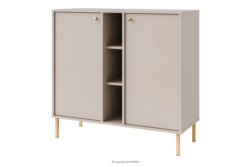 FLOREN Malá komoda na zlatých nohách krémová krémová/zlatá - obrázok 0