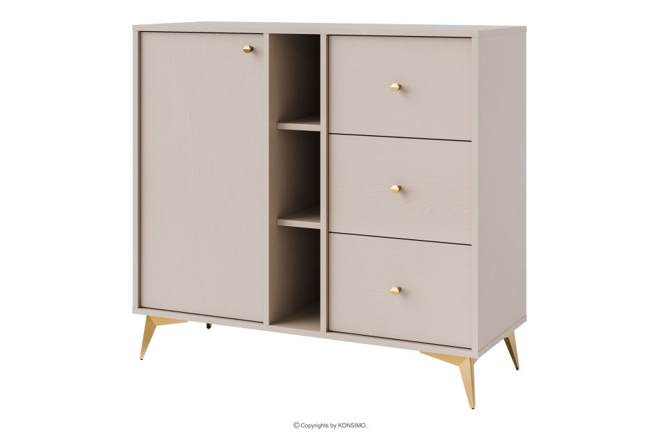 FLOREN Malá komoda so zásuvkami na zlatých nohách krémová krémová/zlatá - obrázok 0