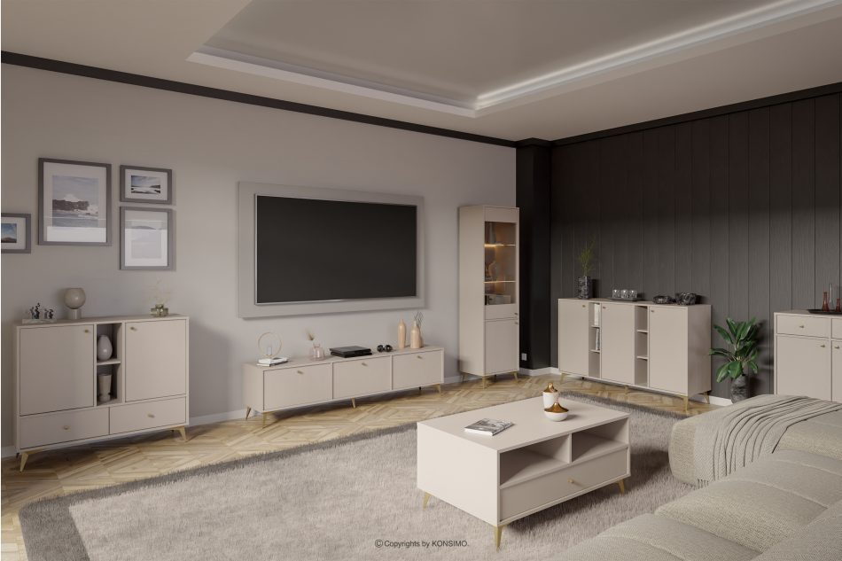 FLOREN Malá komoda so zásuvkami na zlatých nohách krémová krémová/zlatá - obrázok 1