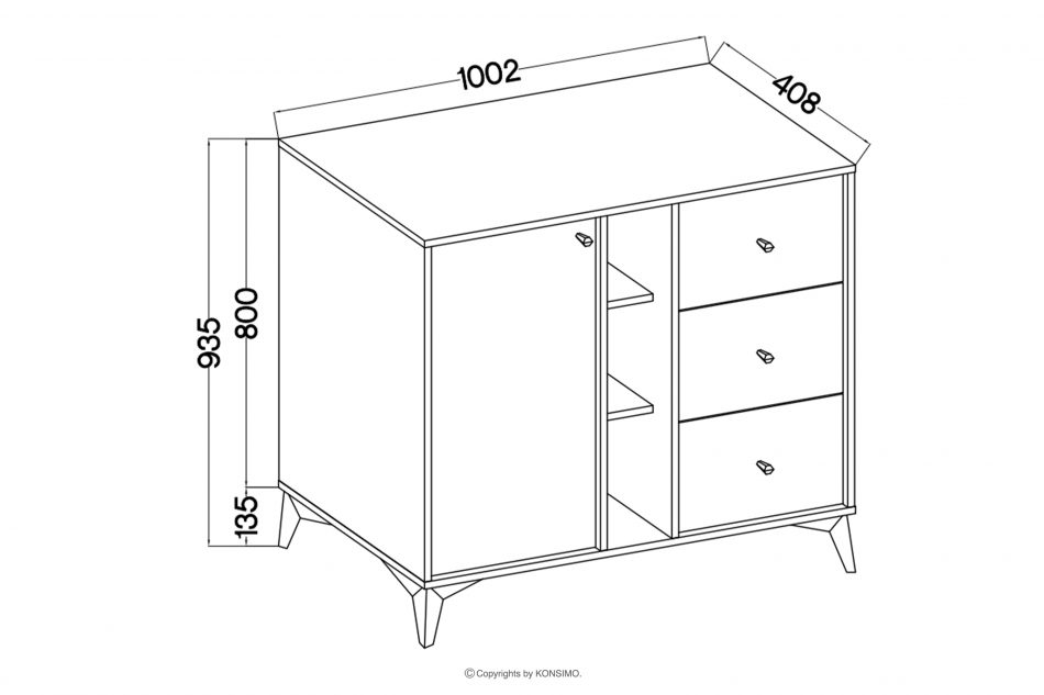 FLOREN Malá komoda so zásuvkami na zlatých nohách krémová krémová/zlatá - obrázok 6