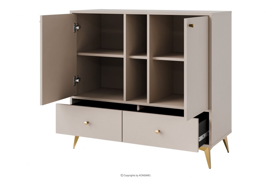 FLOREN Komoda 100 cm na zlatých nožičkách krémová krémová/zlatá - obrázok 2