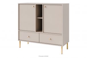 FLOREN, https://konsimo.sk/kolekcie/floren/ Malá komoda 100 cm na zlatých nožičkách krémová krémová/zlatá - obrázok
