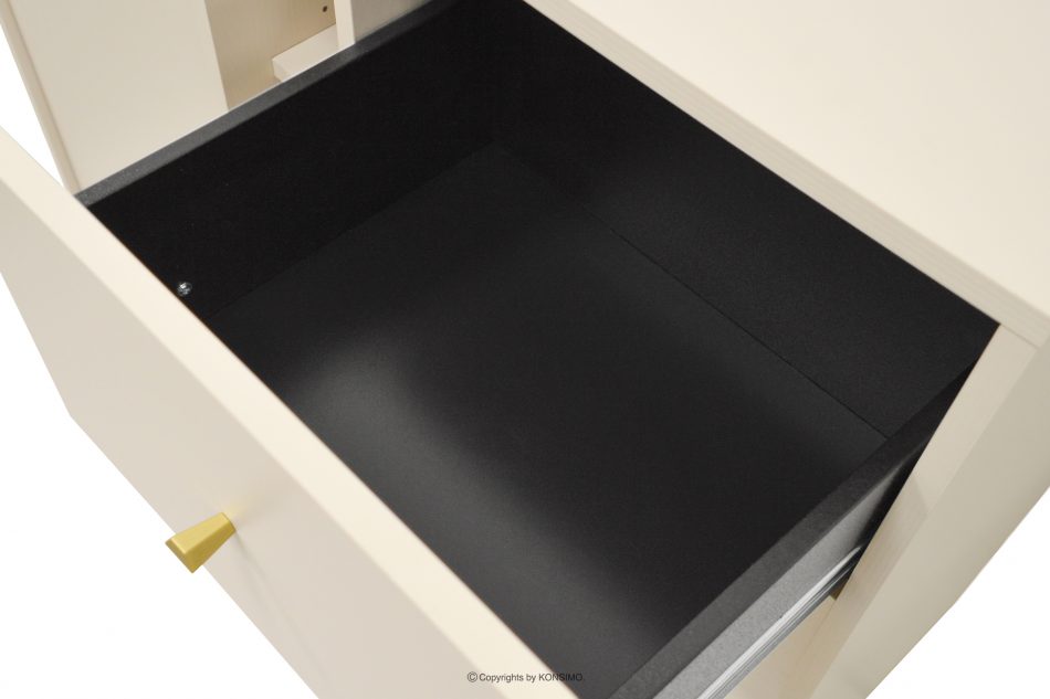 FLOREN Malá komoda 100 cm na zlatých nožičkách krémová krémová/zlatá - obrázok 3