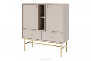 FLOREN, https://konsimo.sk/kolekcie/floren/ Malá komoda 100 cm na vysokých nožičkách krémová/zlatá krémová/zlatá - obrázok