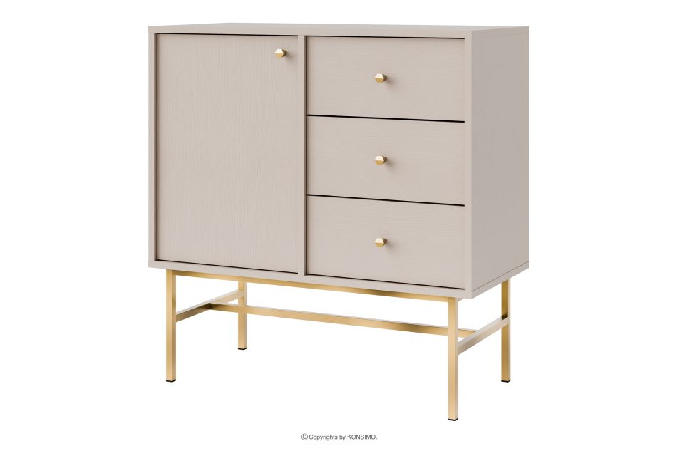 FLOREN Úzka komoda na vysokých nožičkách krémová/zlatá krémová/zlatá - obrázok 0