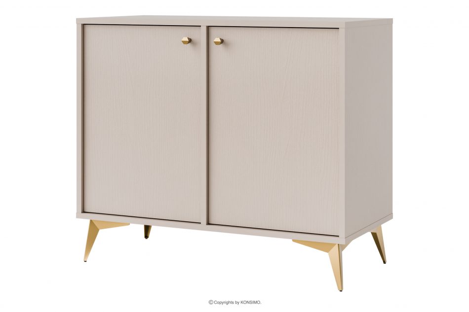 FLOREN Úzka komoda na zlatých nožičkách krémová krémová/zlatá - obrázok 0