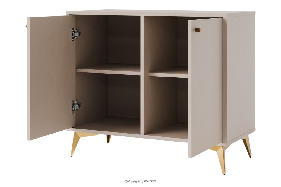 FLOREN Úzka komoda na zlatých nožičkách krémová krémová/zlatá - obrázok 2