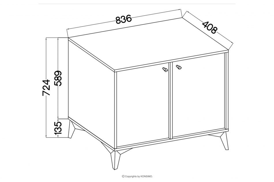 FLOREN Úzka komoda na zlatých nožičkách krémová krémová/zlatá - obrázok 5