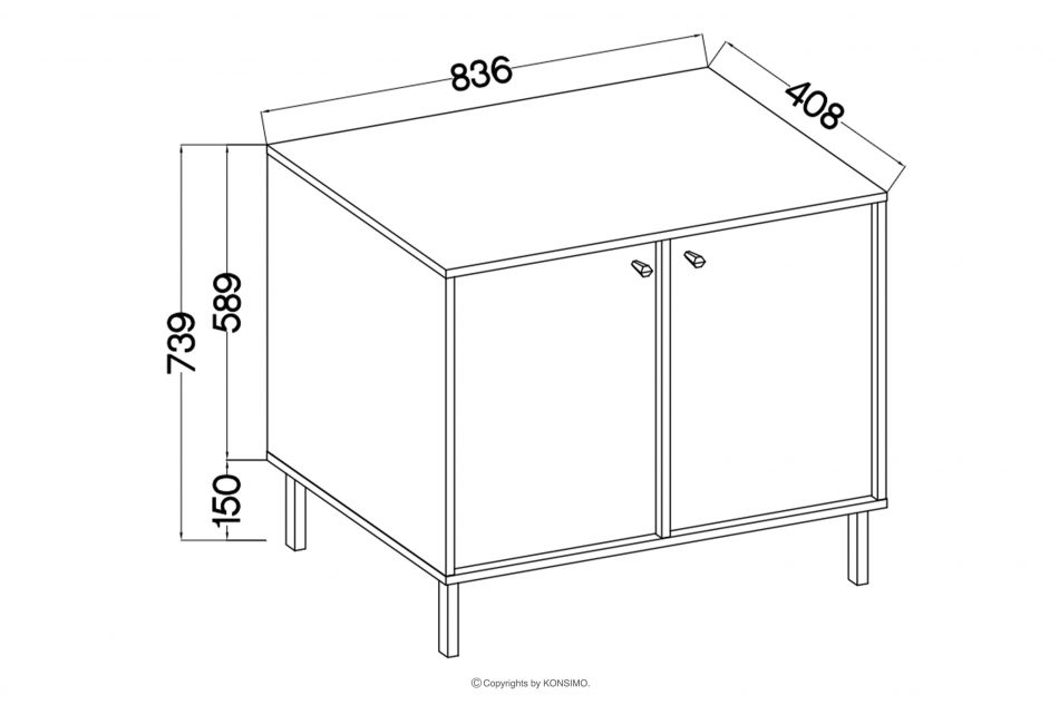 FLOREN Úzka komoda na zlatých nožičkách krémová krémová/zlatá - obrázok 5