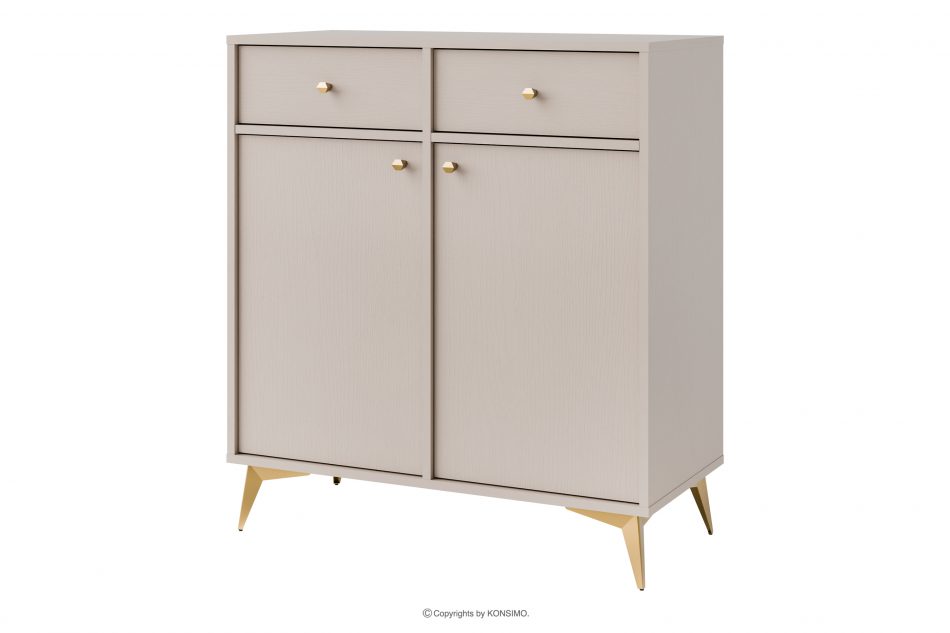 FLOREN Krémová komoda so zlatými nožičkami moderná krémová/zlatá - obrázok 0