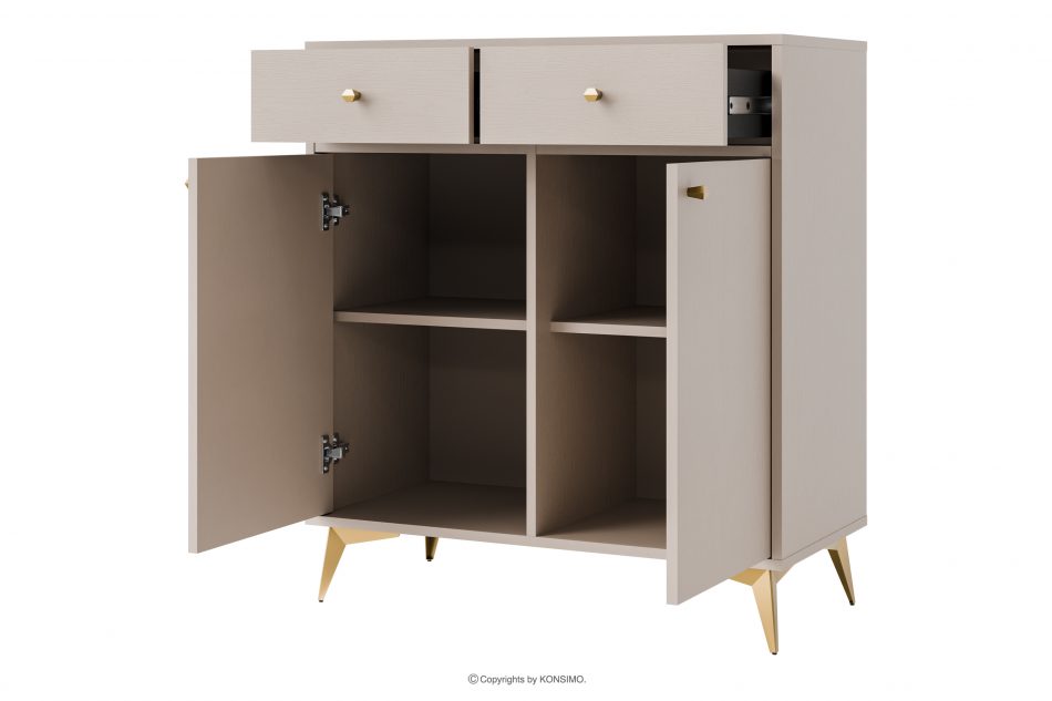 FLOREN Krémová komoda so zlatými nožičkami moderná krémová/zlatá - obrázok 2