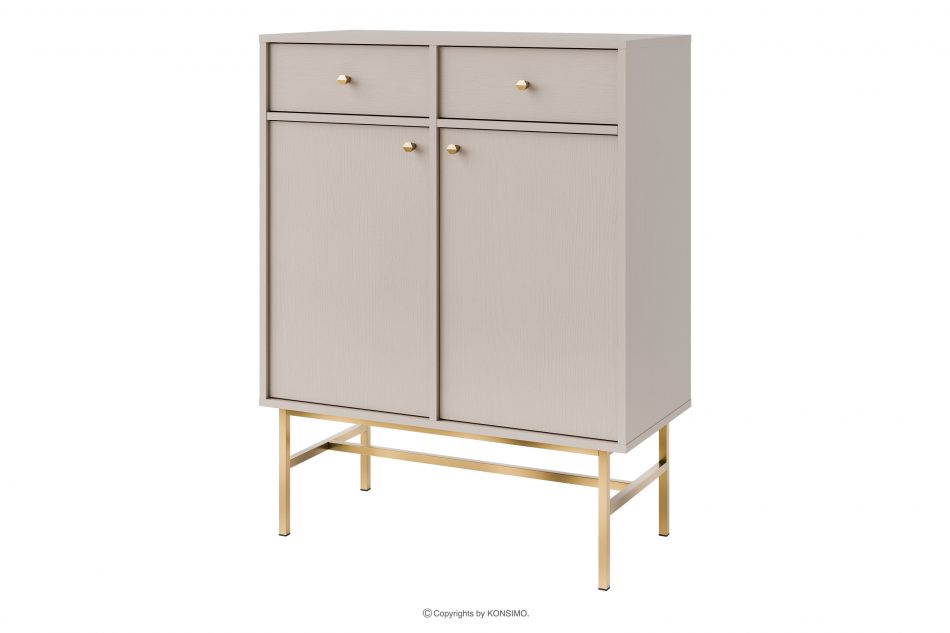 FLOREN Krémová komoda so zlatými nožičkami v modernom štýle krémová/zlatá - obrázok 0