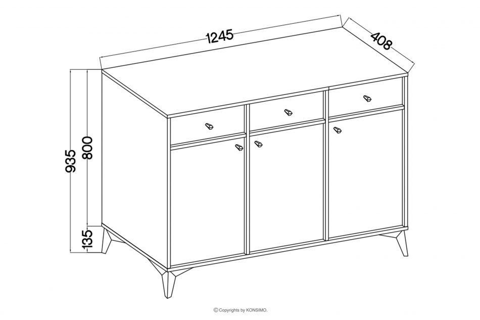 FLOREN Široká krémová komoda so zlatými nožičkami moderná krémová/zlatá - obrázok 7