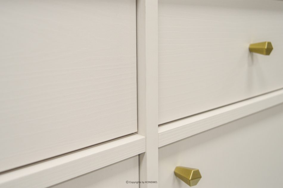 FLOREN Široká krémová komoda so zlatými nožičkami moderná krémová/zlatá - obrázok 5