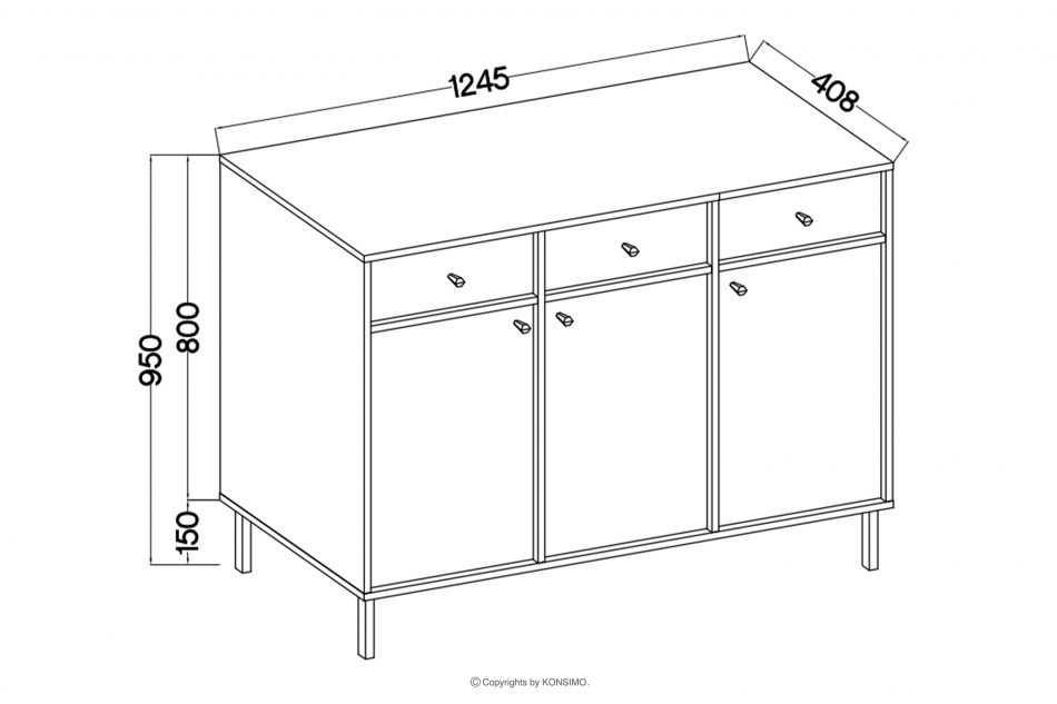 FLOREN Široká krémová komoda so zlatými nožičkami moderná krémová/zlatá - obrázok 7